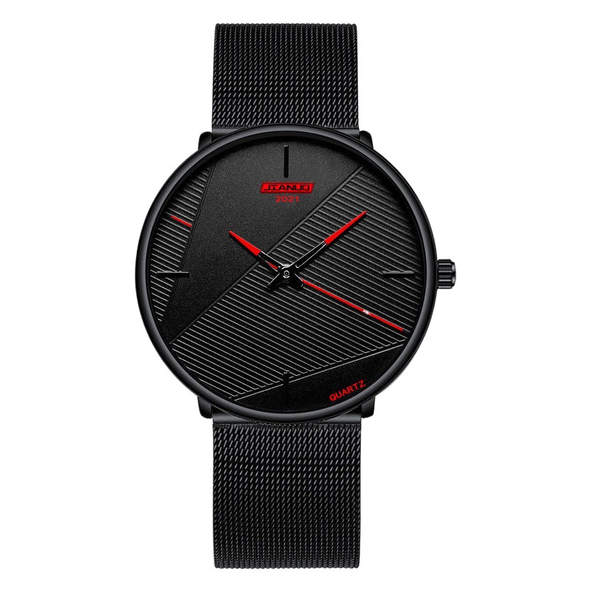 Foreign trade simple fashion Men's mesh strap watch new cross-border business watch men's alloy quartz blue needle watch