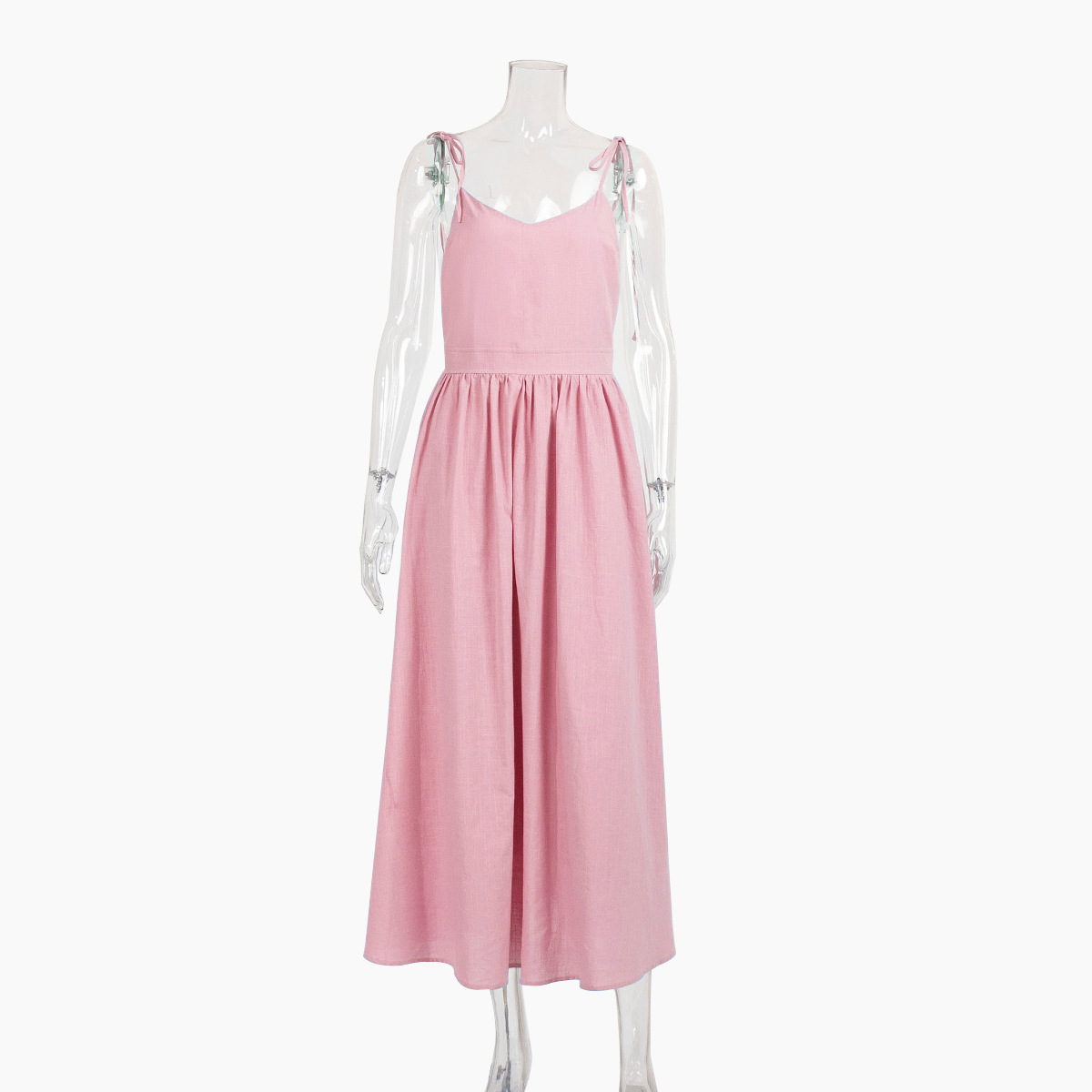 Picture of Cross-border Pure Cotton V-neck Slip Skirt Women's European and American 2025 Spring New Elegant Elegant Sexy Strap Backless dress