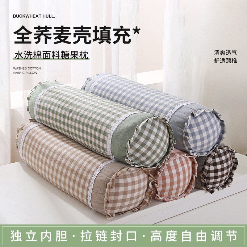 Haoyiju Candy Cervical Pillow Buckwheat Candy Pillow Full Buckwheat Shell Filled Buckwheat Pillow Cervical Pillow for Hair Spot