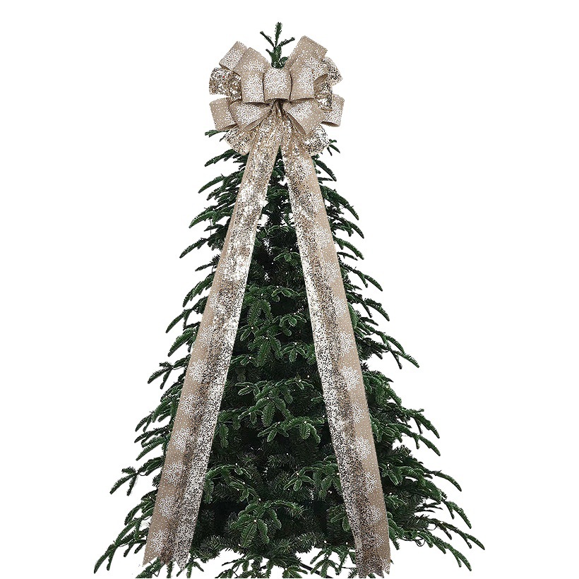 Zhixiang Christmas bow ribbon Christmas tree decoration accessories Christmas snowflake imitation linen bow finished wholesale