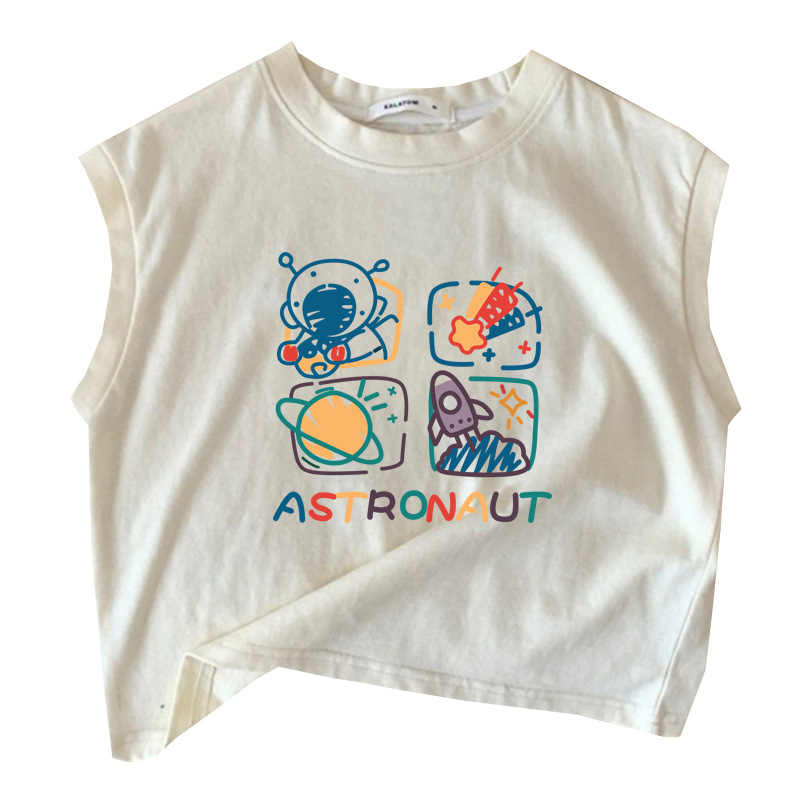 Picture of Pure Cotton Baby Kidsren's Sleeveless T-Shirt 2025 New Cartoon Pattern Versatile Vest Sweatshirt Top for Boys and Girls Summer