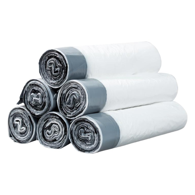 Portable White Garbage Bag Thickened Drawstring Household Classified Automatic Niling Large Kitchen Dormitory Plastic Bag