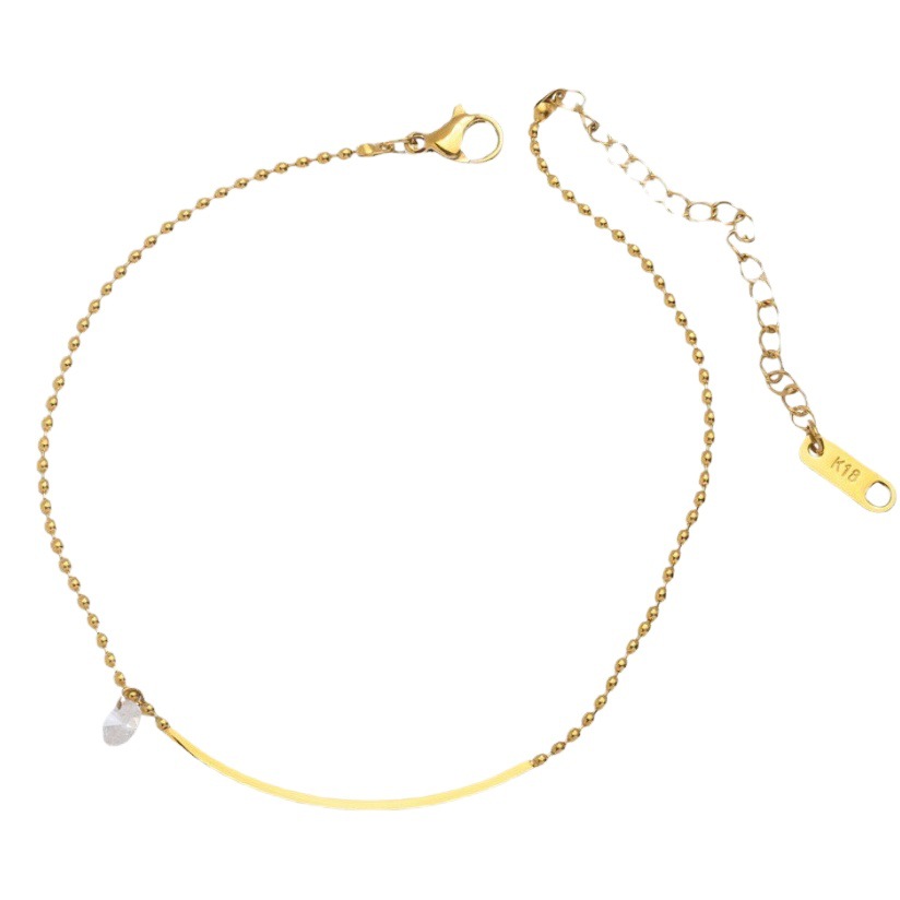 2024 New Trendy Summer Ladies 18K Gold Anklet Internet Celebrity Smile Zircon Ins Anklet for Women Simple and Non-Fading