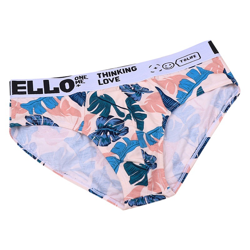 New huajielong printed men's underwear loose men's briefs breathable cotton trendy men's plus size briefs