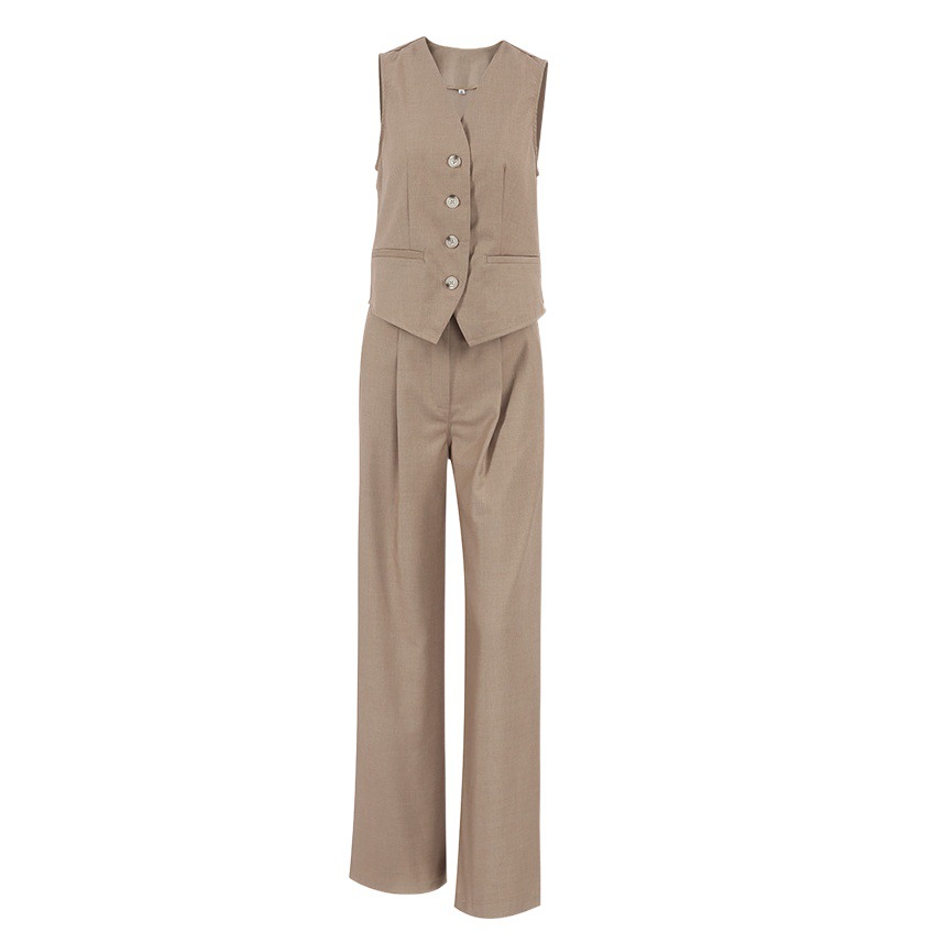 Summer New Style Neutral Minimax Gray Sleeveless Vest Set Fashion All-match Foreign Trade Women's Two-piece Set