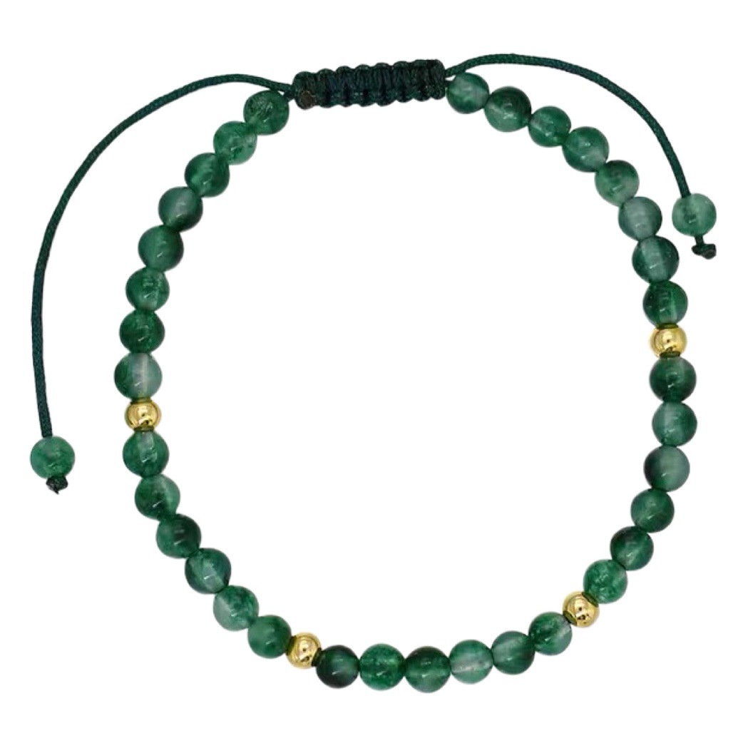 Water Grass Agate 925 Sterling Silver Bag Gold Bead Bracelet Original Handmade Jewelry Niche Gift Green Lucky Transfer Beads