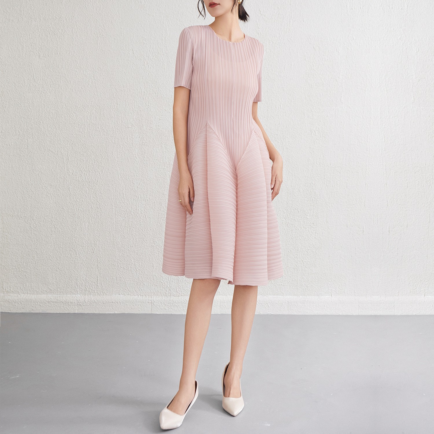 New Elegant Floral Dress 2025 Summer Miyake plus size Pleated French Elegant Pontoon Dress Women's Long Skirt