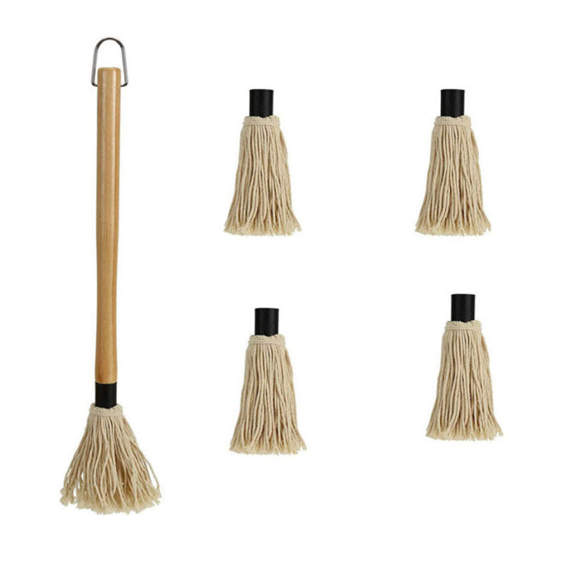 Picture of Amazon BBQ BBQ Feeding Mop Rubber Wooden Handle BBQ Dip Brush Oil Brush Tool Set