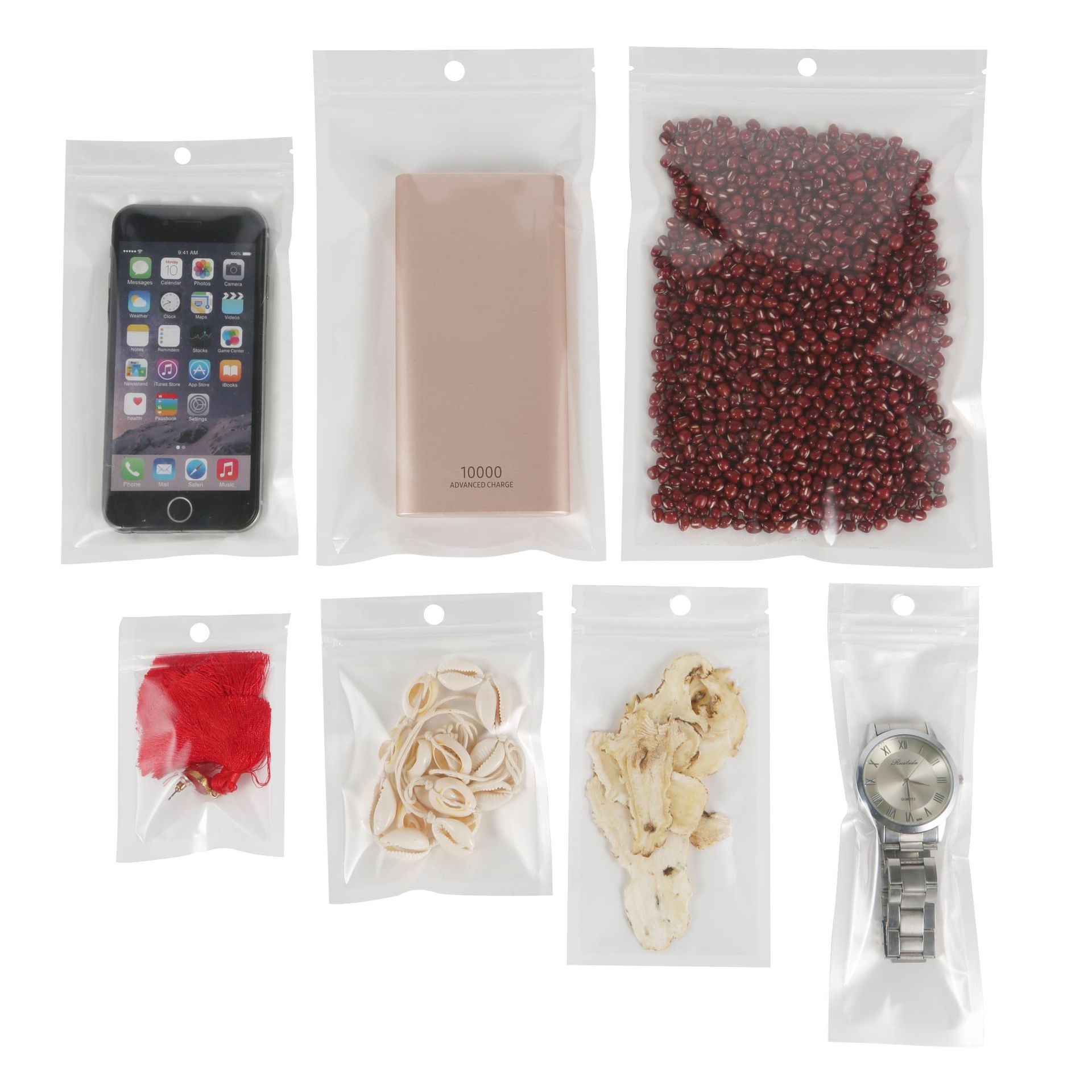 Pearlescent Bag Yin and Yang Bone Bag Ziplock Bag Translucent Plastic Bag Mobile Phone Case Data Cable Mask Packaging Bag