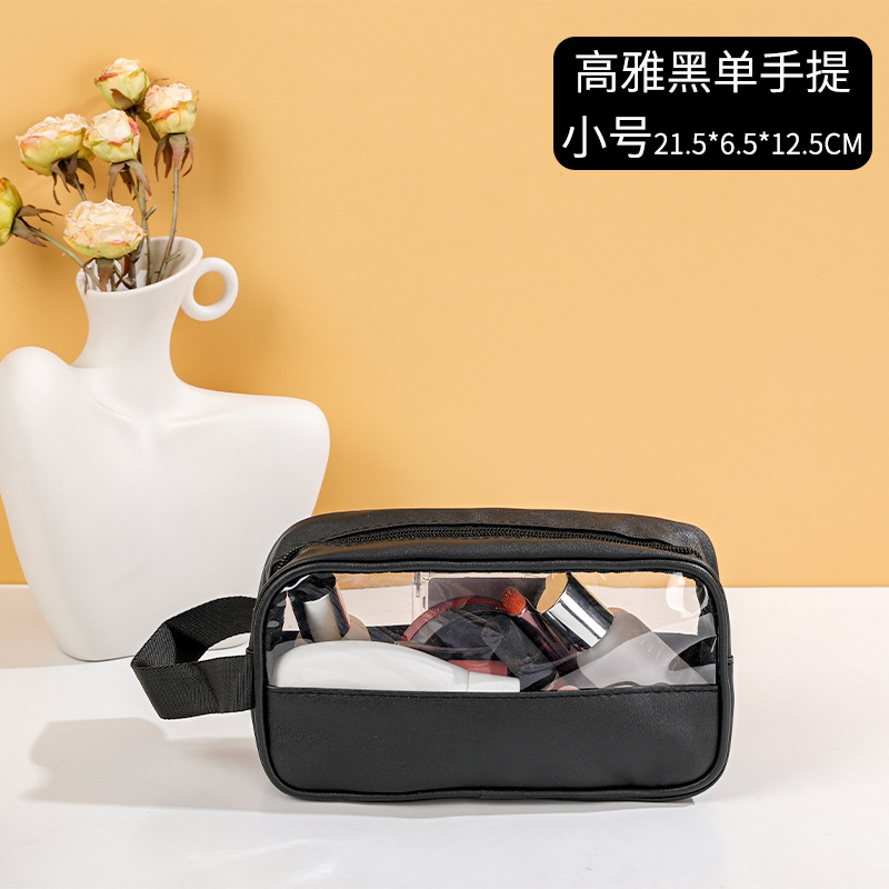 Picture of Transparent Toiletry Bag, Large Capacity Waterproof Portable Cosmetic Bag, Pu Splicing Bath Bag, Business Trip Travel Storage Bag, Portable