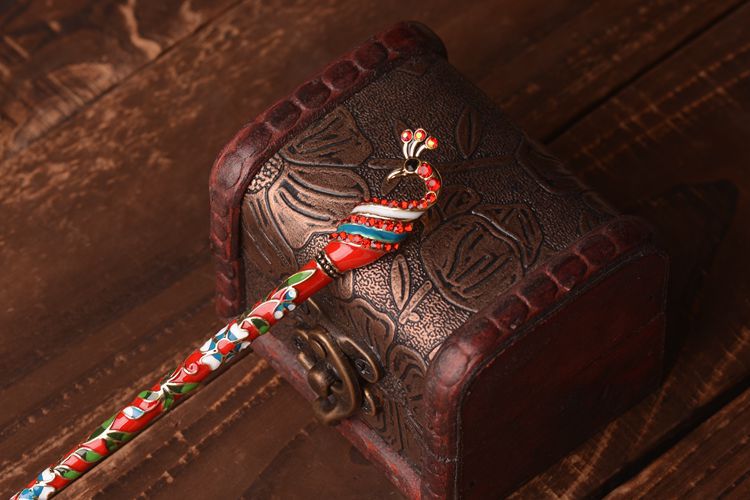 Picture of Chinese antique headdress hairpin cloisonne ladies hair clasp scenic explosion hair accessories wholesale