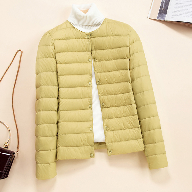 Picture of Lightweight Down Jacket Women's Short New Round Neck Thin Inner Liner Slim-fit Inner Wear Base plus size Jacket Trendy