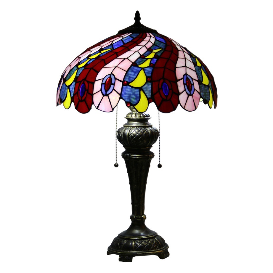 Huijing Tiffany Glass Lamp Bedside Study Bar Hotel Villa Hotel European Style Retro Creative Luxury Table Lamp