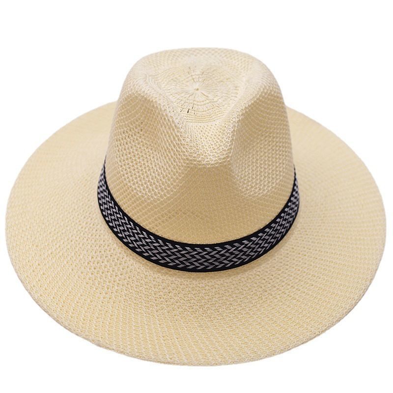 Picture of Farmer Straw Hat Summer Outdoor Men's Sunscreen Sun Hat Breathable Cool Hat Men's Fishing Straw Hat Middle-aged and Elderly Fisherman Hat