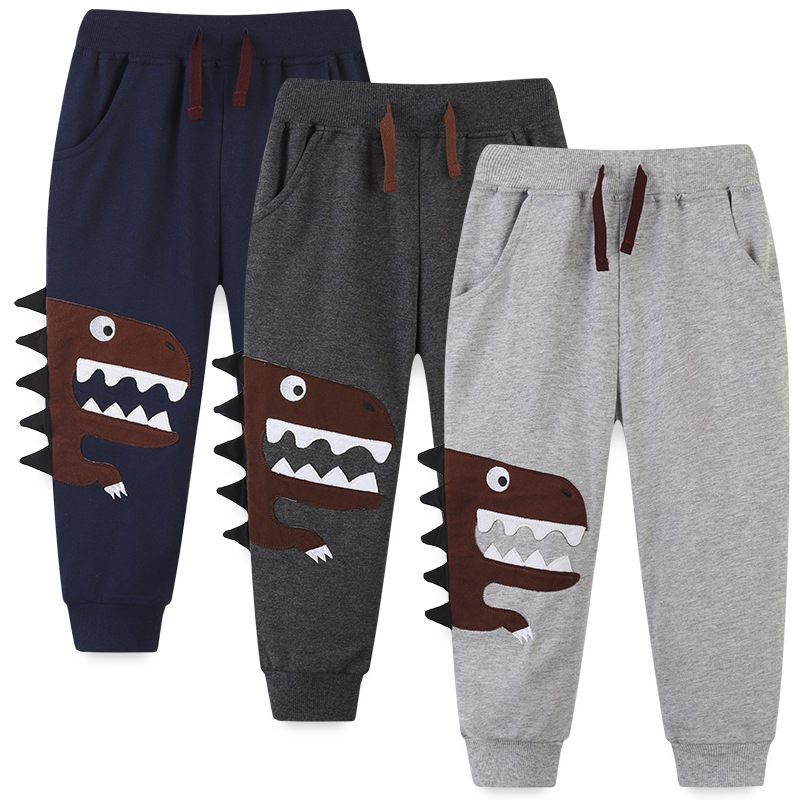 Picture of European and American Style Children's Sports Pants Cotton Autumn New Boys' Sweatshirt Pants Cartoon Embroidered Dinosaur Children's Pants