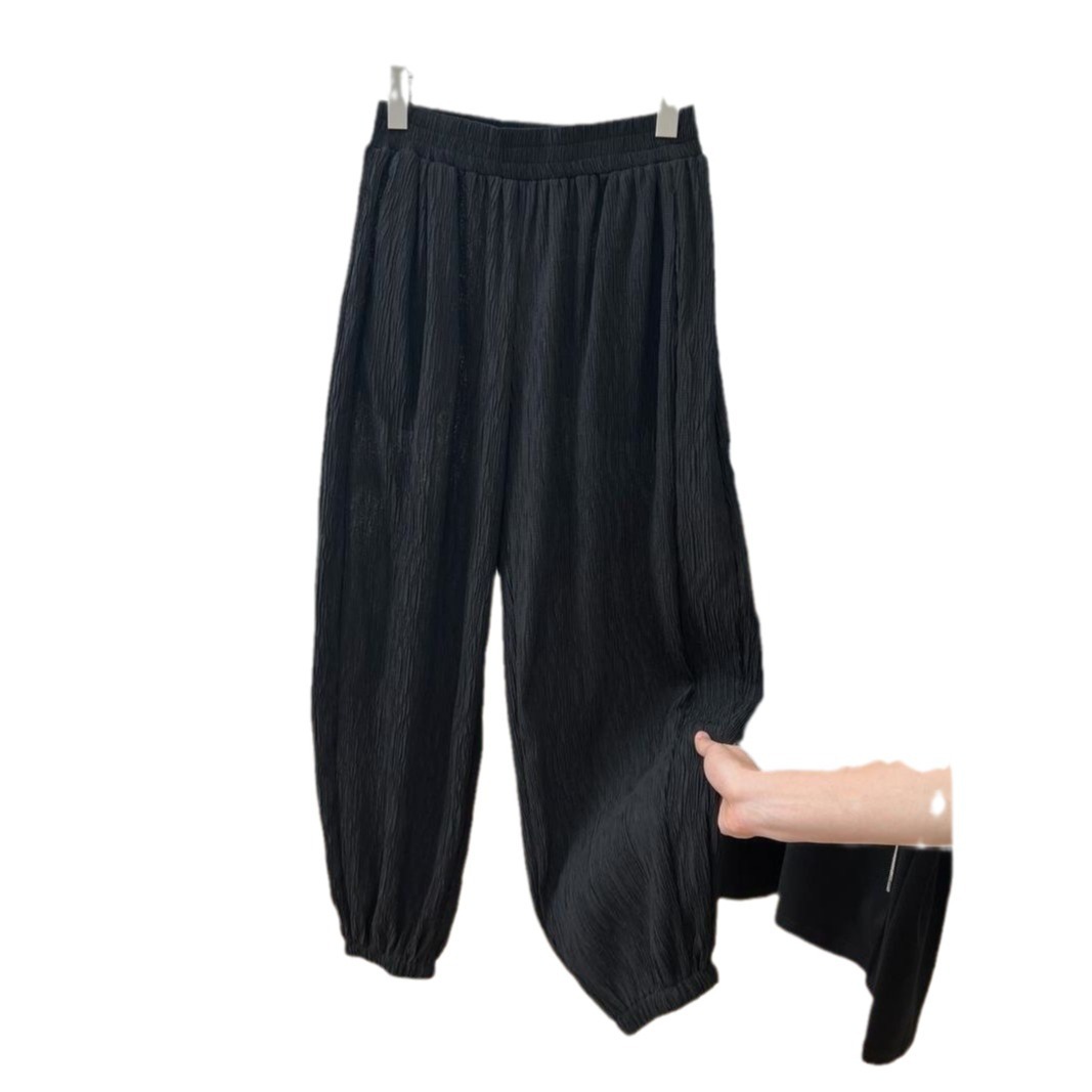 Picture of Design sense niche pleated high-grade elastic waist harem pants women's spring and autumn thin casual pants loose cropped pants fashion