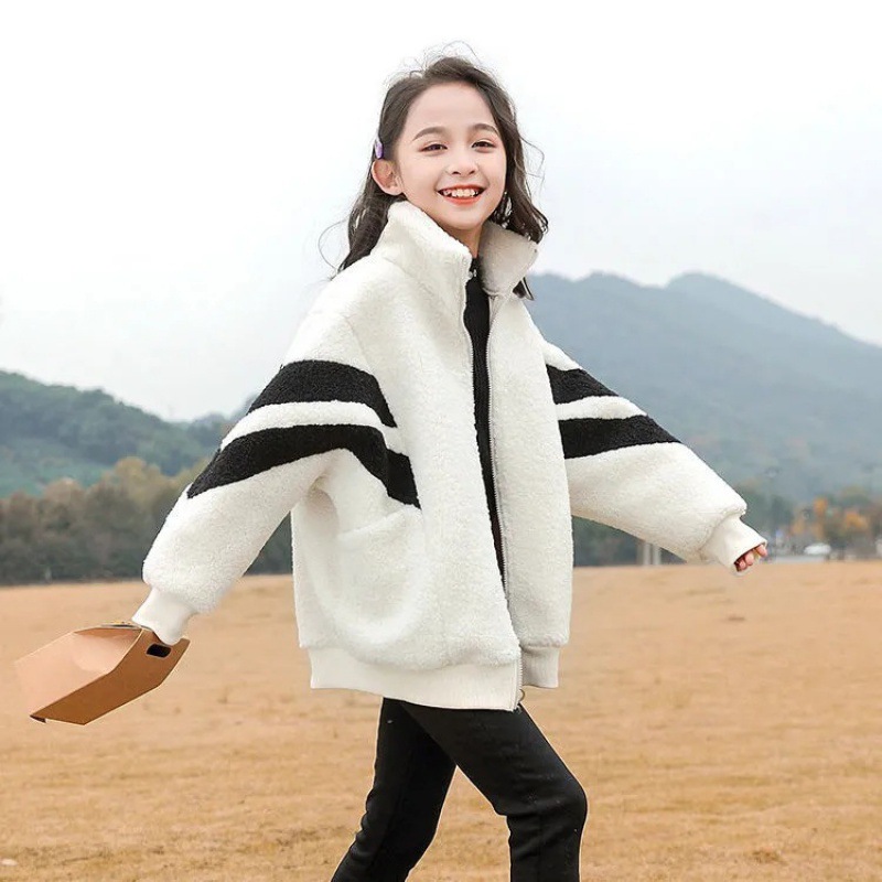 Picture of Autumn and Winter boys' lambswool coat fleece-lined thickened children's long-sleeved zipper girls' lambswool sweater