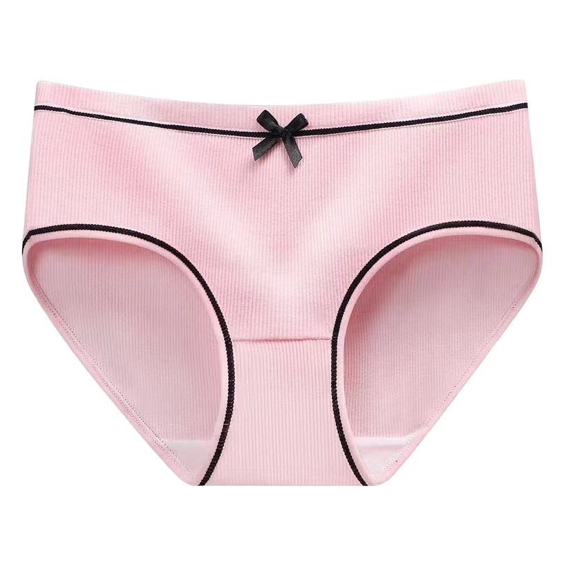 Japanese Women's Underwear for Female Students Korean Style Threaded Mid-Waist Girl Sexy and Cute Large Size Pants Cross-Border E-Commerce