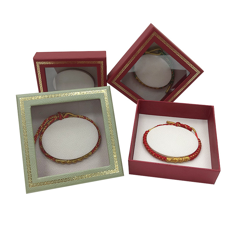 Red Rope Window Jewelry Box Classical Guofeng Jewelry Box Red Rope Bracelet Bracelet Cover Storage Box