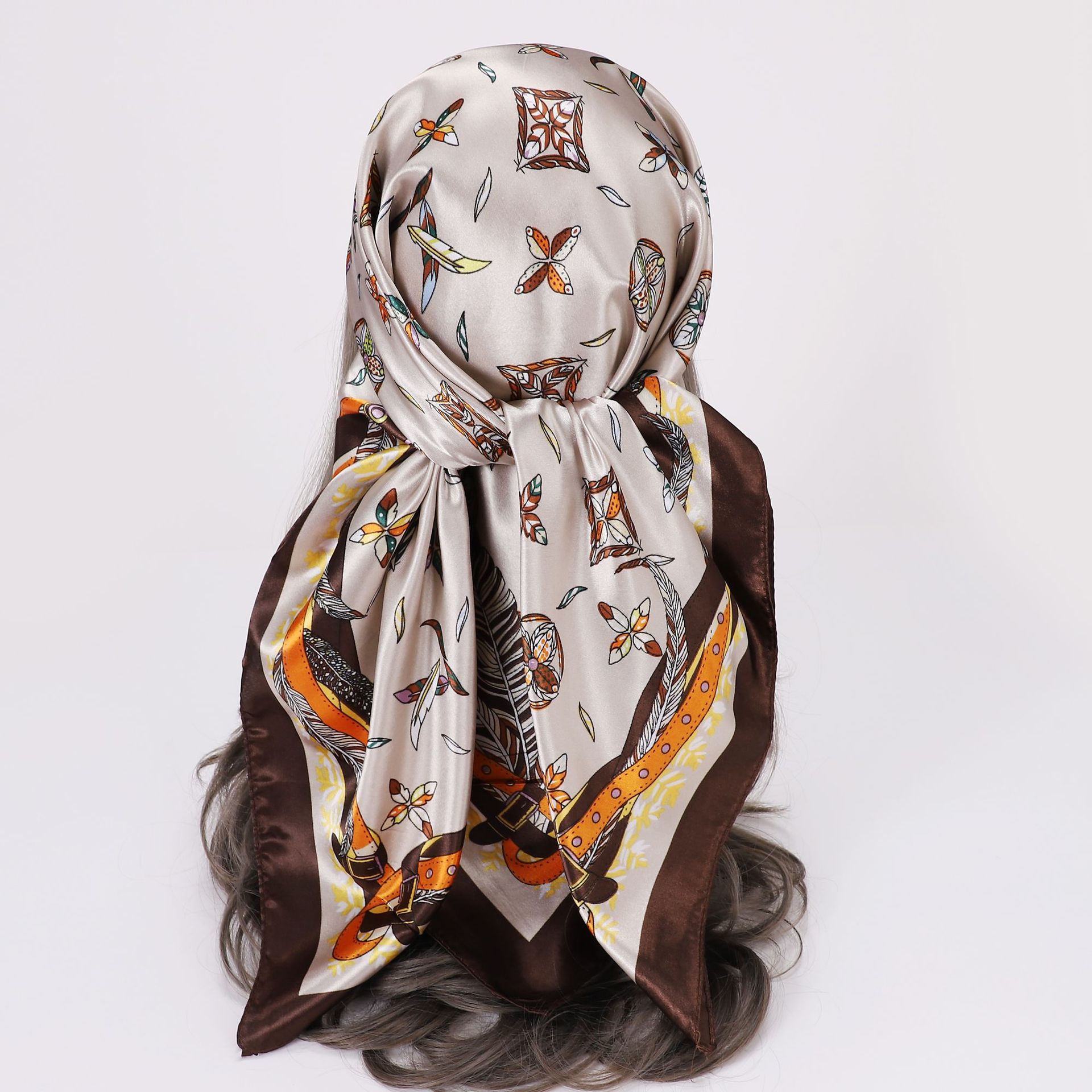 Picture of Simulated Silk Scarf Women's Headscarf 90*90cm Square Scarf Pattern Scarf Shawl European and American Cross-Border Scarf Wholesale