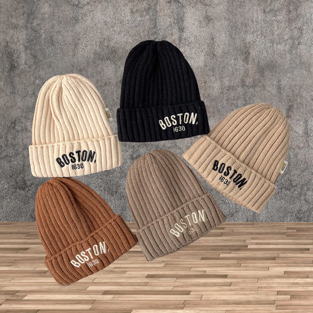 Letter wool cap BOSTON children's cap baby knitted hat baby warm hat for autumn and winter men and women all-match