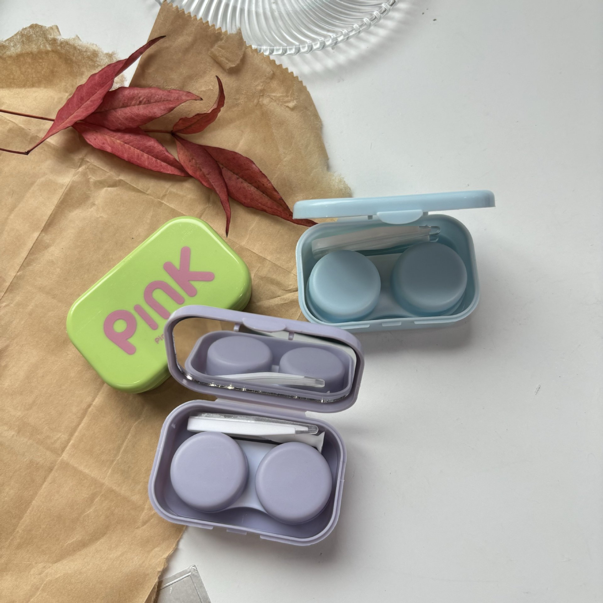 Ins Simple Niche Dopamine Design Beautiful Pupil Box Portable Contact Lens Care Box Companion Box Storage BH424