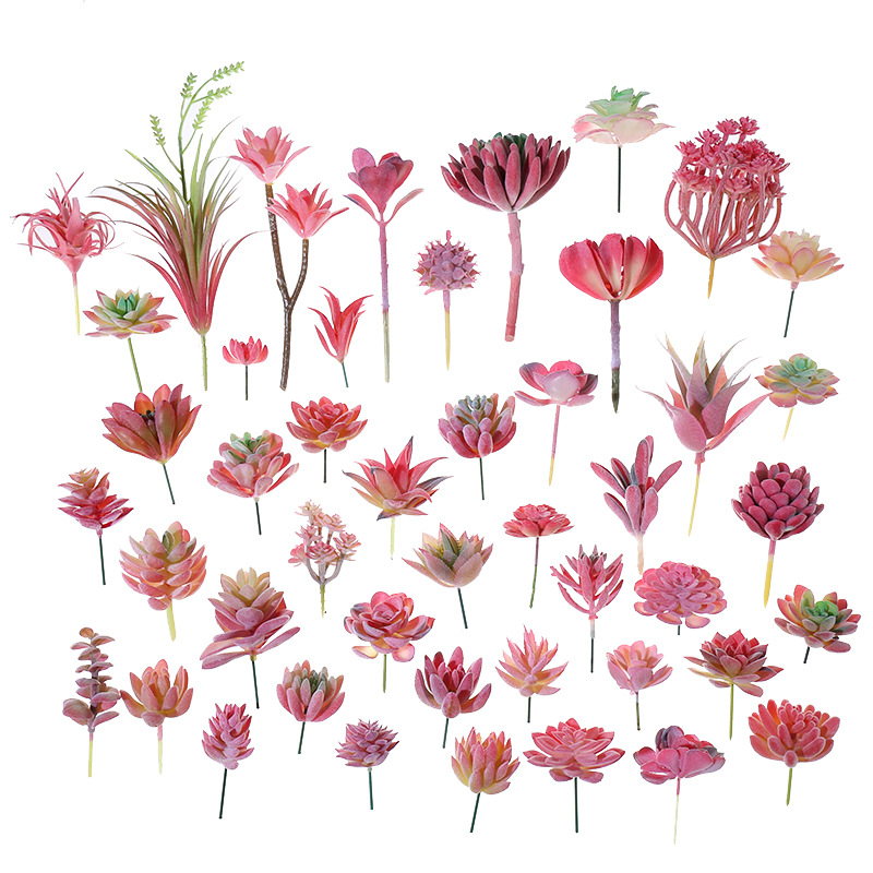 Picture of 006 Flocked Red Series Succulents Creative DIY Supplies Accessories Factory Direct Supply Wholesale Artificial Green