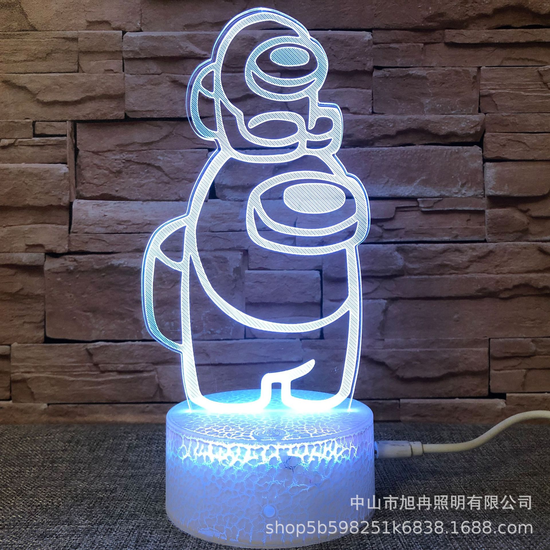 Picture of 3D night light among us crack colorful remote control 16 color gift lamp bedside lamp table lamp