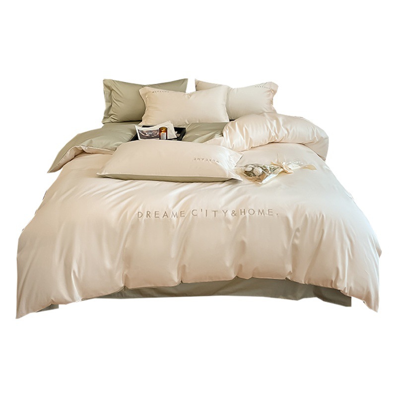 Light luxury 120 long-staple cotton quilt cover single piece pure cotton quilt cover solid color double-piece quilt cover Nantong bedding