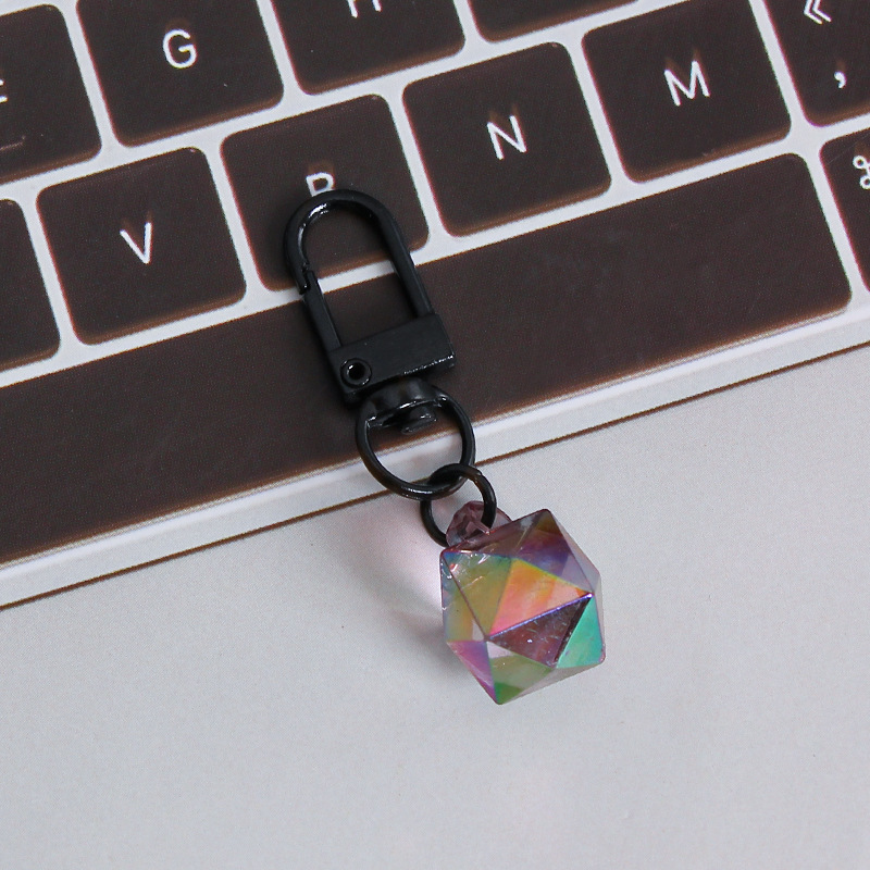 Picture of ins style AB color love beads keychain pendant diamond-shaped cut hanging hole door buckle girl's heart bag bag hanging jewelry