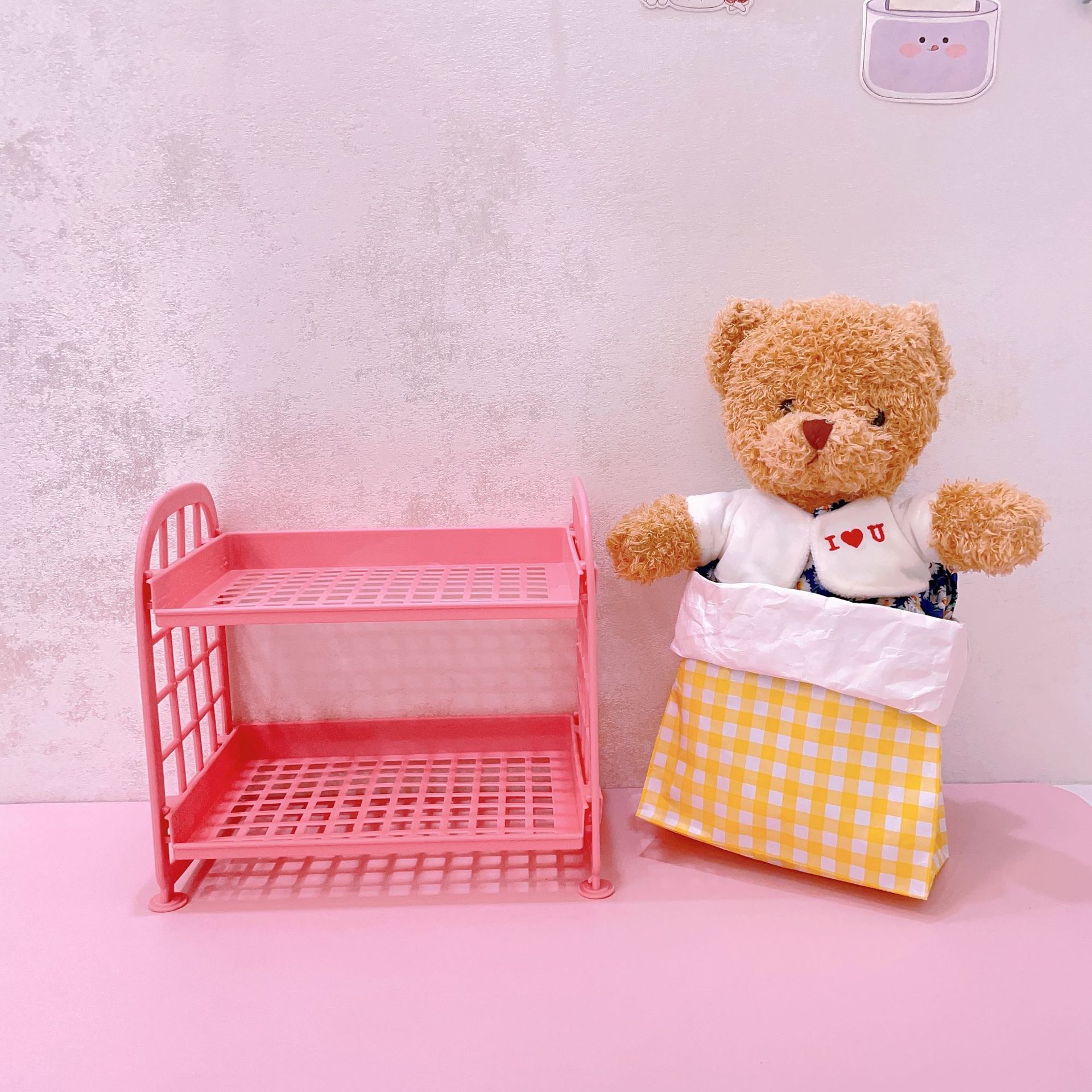 Picture of ins Desktop Storage Rack Household Bedroom Cosmetic Storage Rack Multi-Layer Student Dormitory Desk Filing Rack