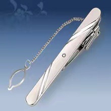 Picture of Metal tie clip men's suit chain 140 simple flower type business atmosphere with drill tie clip