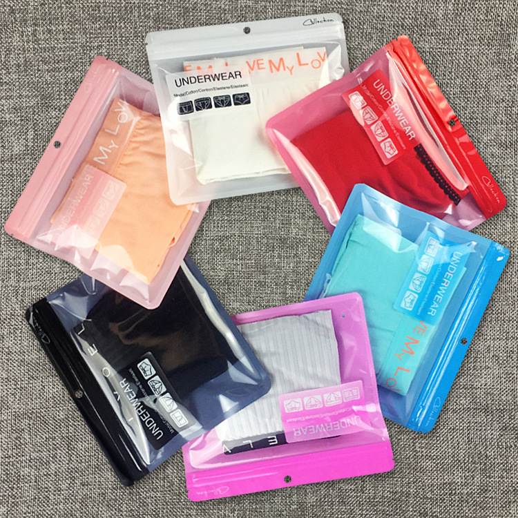 Underwear packaging bag wholesale Japanese pure English frosted sealed self-sealing storage zipper bag can be printed logo