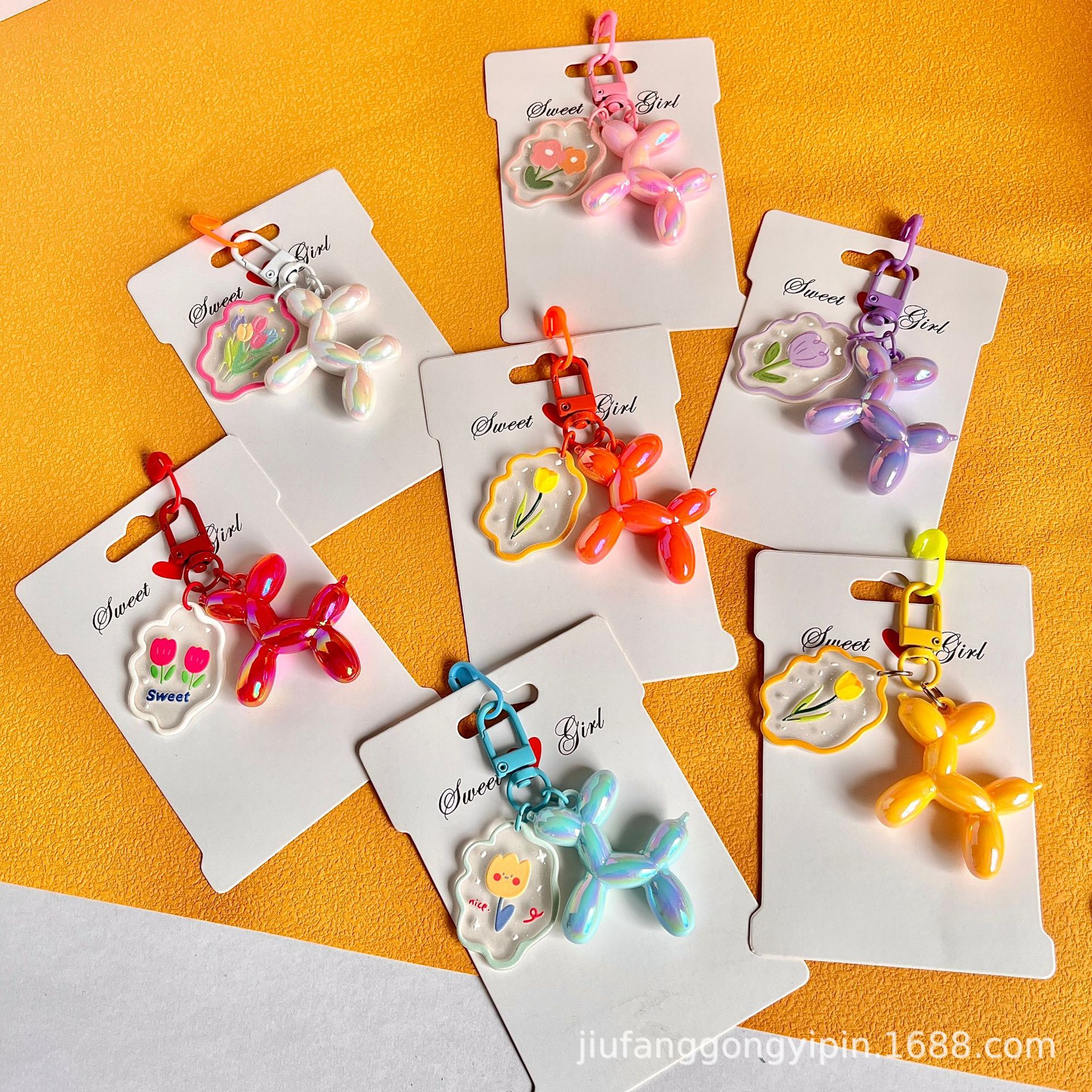New diy color-plated cute balloon dog keychain bag pendant acrylic bubble dog phone headset bag accessories