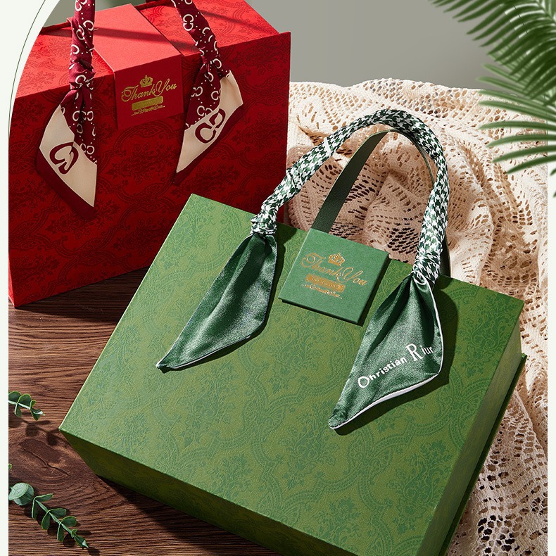 New Gift Box Silk Scarf Elegant Tie Hair Belt All-match Bow Headwear Ribbon Tie Bag Accompanying Gift Box Decorative Ribbon