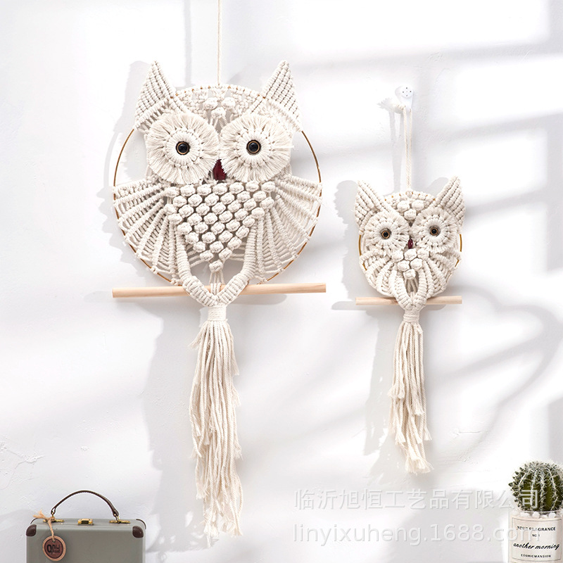 Picture of Cotton Rope Hand-woven Owl Pendant Bohemian Creative Wall-hanging Blanket Nordic Style Home Decoration Hanging Ornaments