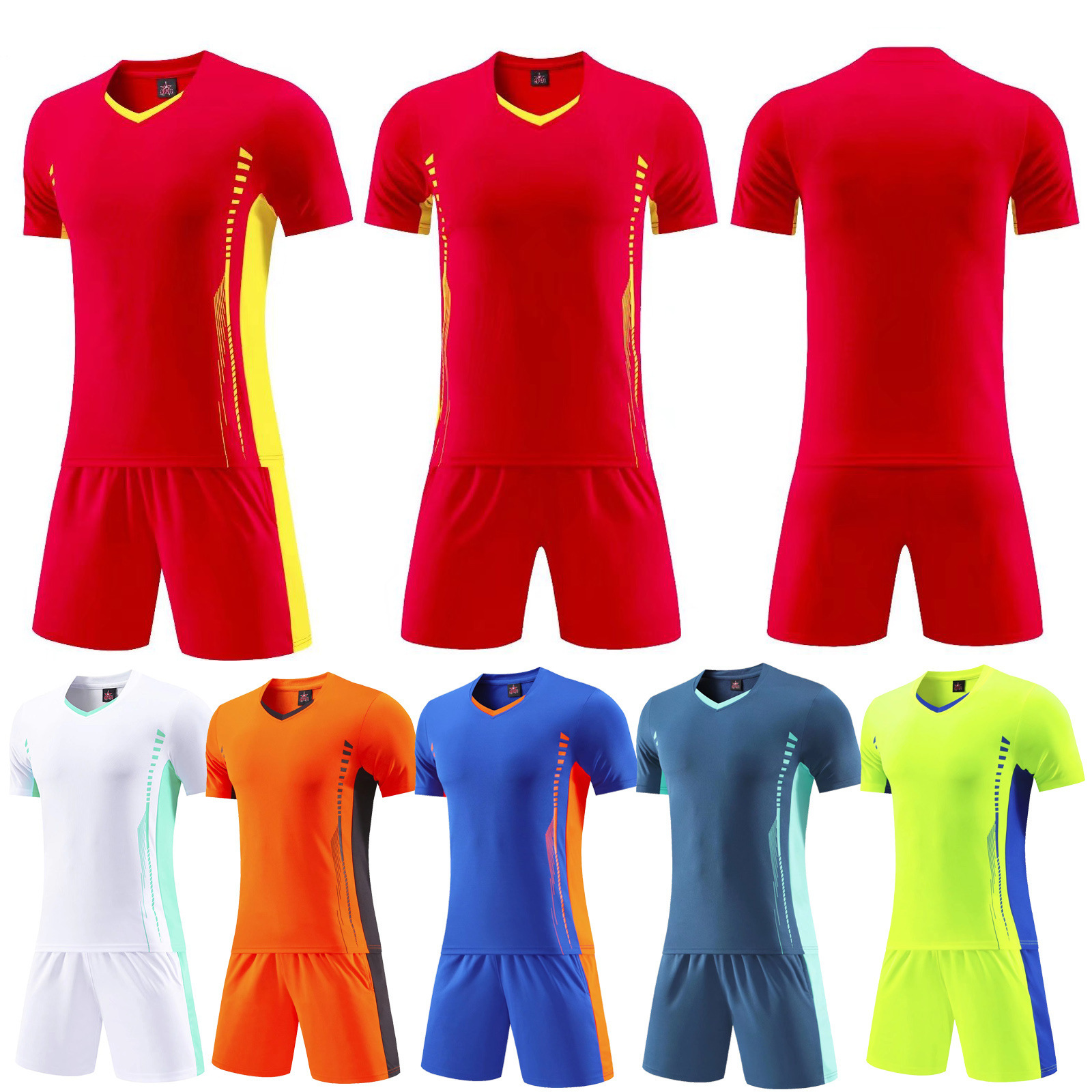 Spot New Football suit sweat-absorbent breathable competition suit student class uniform adult children Football suit printed