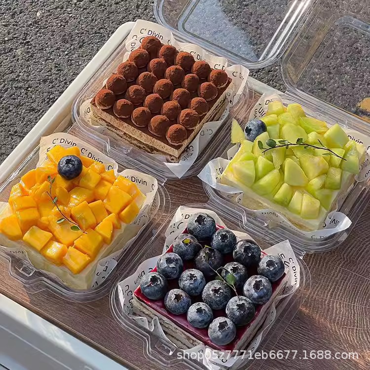 Net red Tiramisu packaging box transparent anti-fog 4 inch Basque cake cut dessert lunch picnic packaging
