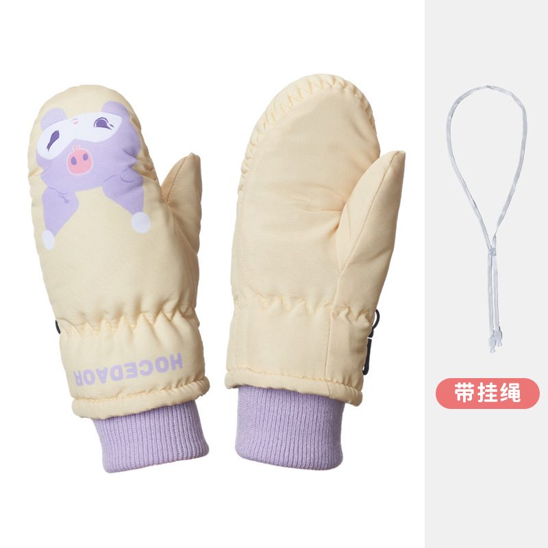 Picture of Cartoon children's fleece-lined ski gloves 2-5 years old baby outdoor warm gloves thickened non-slip children's gloves winter