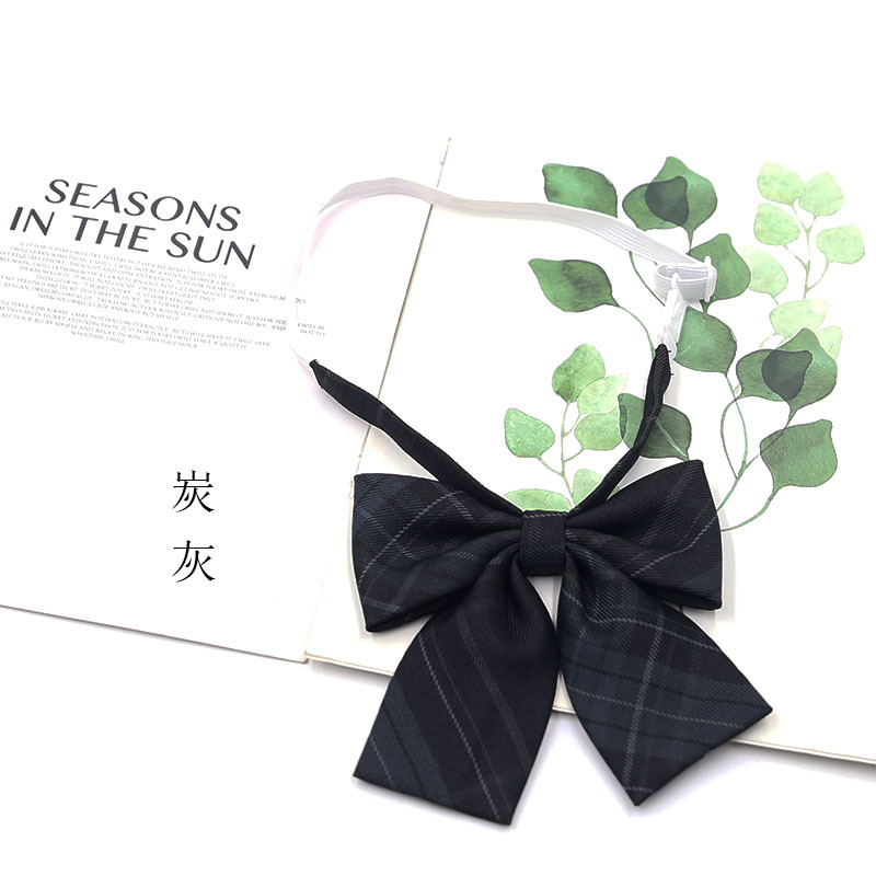 Picture of Hot-selling College Style Oka Pear Field Soot Black Bow Plaid Flat Horn JK Collar Bow Tie Shirt Accessories