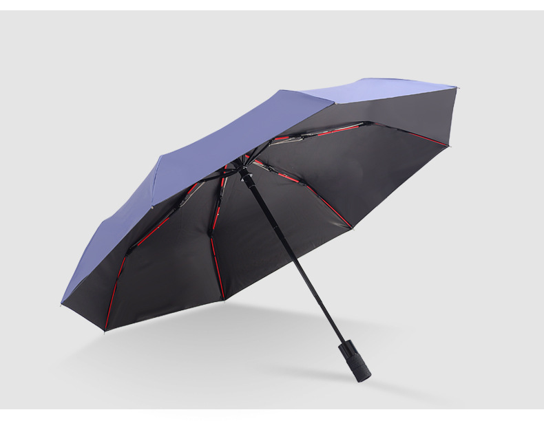 Umbrella Creative 8 Bone Black Rubber Umbrella Wheel Three-fold Anti-ultraviolet Folding Large Sunny Rain Business Advertising Umbrella Sunny Rain