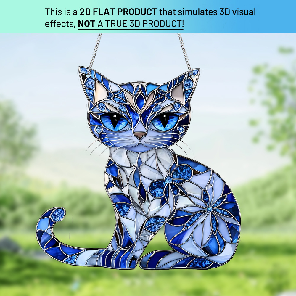 Cross-border Mysterious Three-eye Blue Cat Acrylic Door and Window Hanging Home Wall Decoration Chain Pendant Pendant