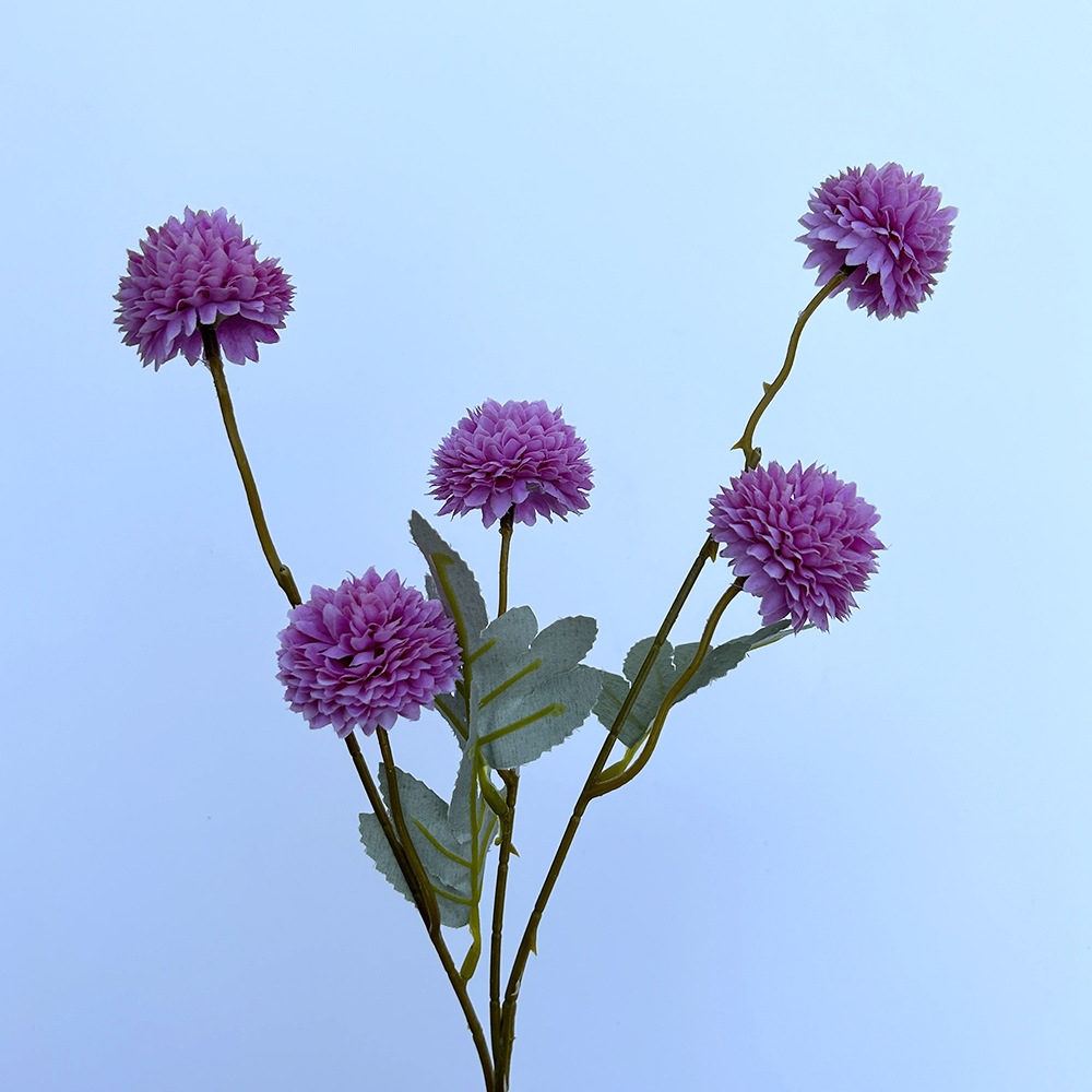 Picture of Simulation of 5 autumn dandelion ball chrysanthemum 5 small onion ball wedding home decoration bouquet soft photography props pu