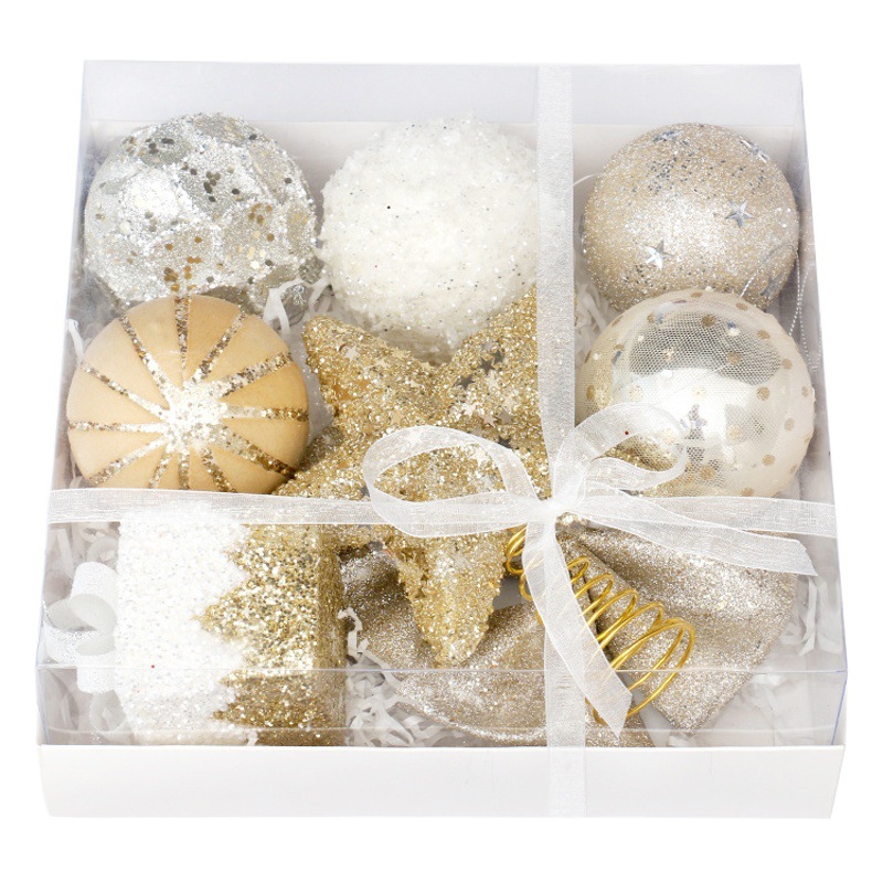 Cross Border Christmas Decorations Platinum Boutique Bubble Christmas Ball Tree Top Star suit Christmas Tree Pendant