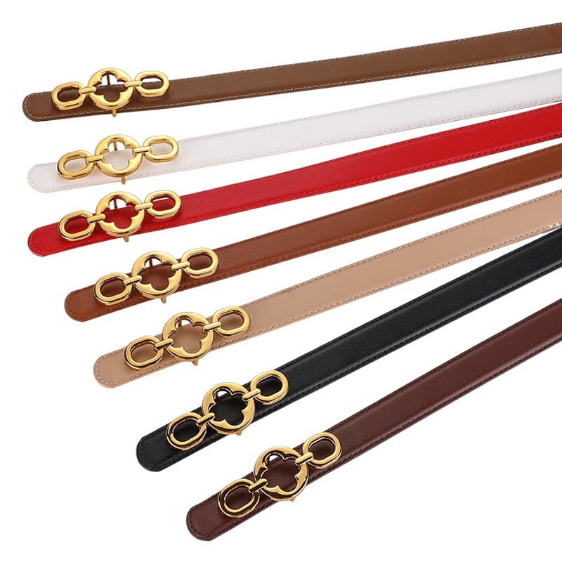 Women's High-end Cowhide Belt All-match Decorative Jeans dress Women's Thin Waist Seal Genuine Leather Belt Women's