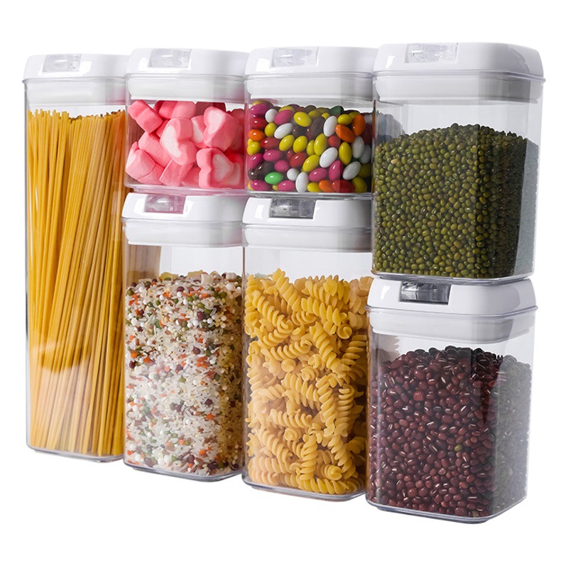 Kitchen Food Storage Jar Transparent Grain Plastic Square Milk Powder Sealed Jar Storage Box Grain Sealed Jar