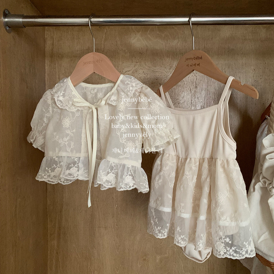 {jennybebe} Summer Baby Girl Sling Lace Dress Baby's Western Style Cardigan One Hundred Days Old Banquet Climbing Dress