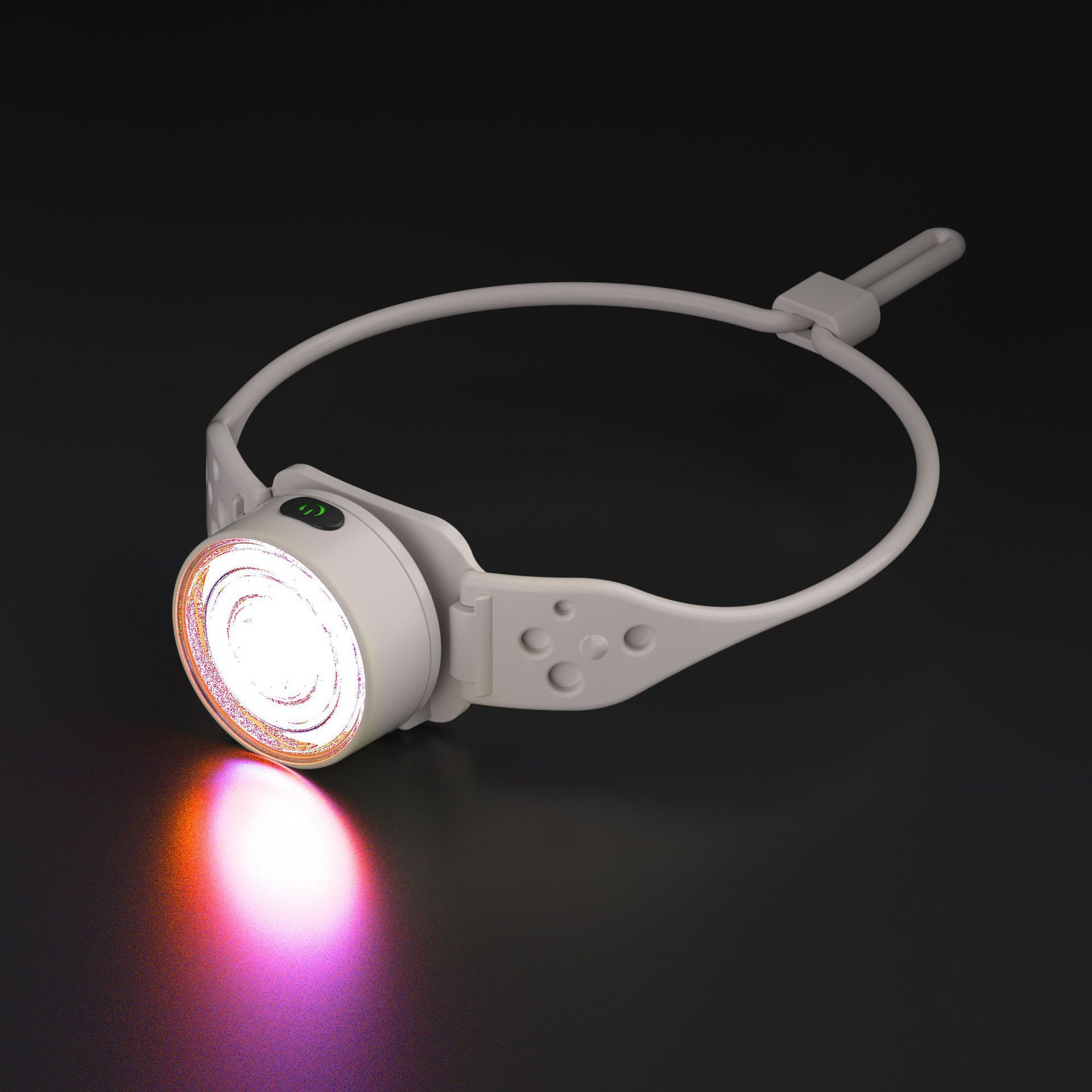 Cross-border new lightweight headlight three-color dimming 90 ° buckle plain white minimalist ring light headlight