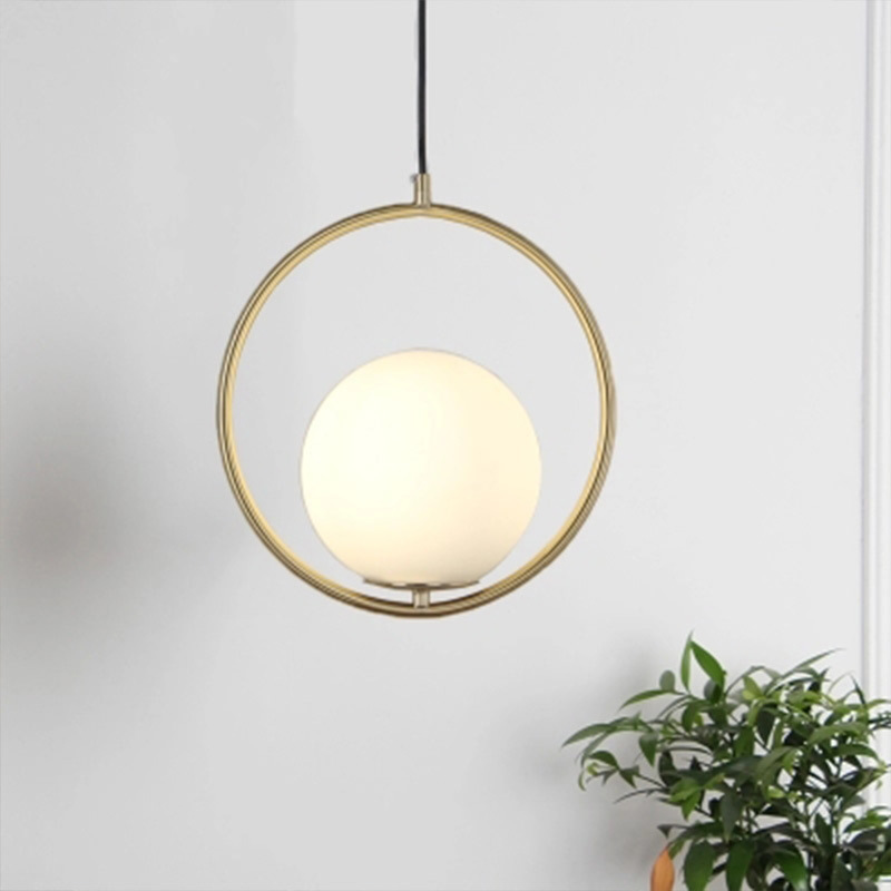 Nordic Simple Round Ring Chandelier Dining Living Room American Style Entrance Chandelier Bedside Personalized Glass Ball Chandelier