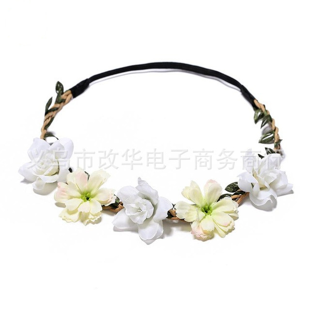 Picture of Forest Bohemian Bride Bridesmaid Headdress Garland Headband Hair Accessories Wrist Flower Travel Seaside Vacation Photo